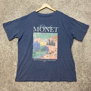 Claude Monet Art Graphic Tee XL Special Thanks T-Shirt Unisex Blue Short Sleeve